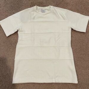 Zara Cream Textured Short Sleeve Crew Tee